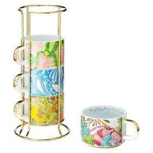 Lilly Porcelain Stacking Espresso Mugs with Stand